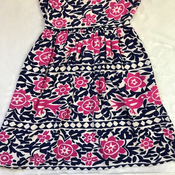 Anthropologie Maeve Peralta Bird Floral Dress w/ Pockets in Pink & Blue, Size 4 - Picture 11 of 15